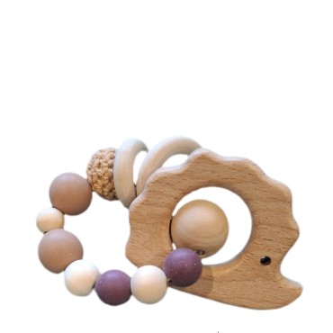 Unisex Curly Teether in Natural Wood