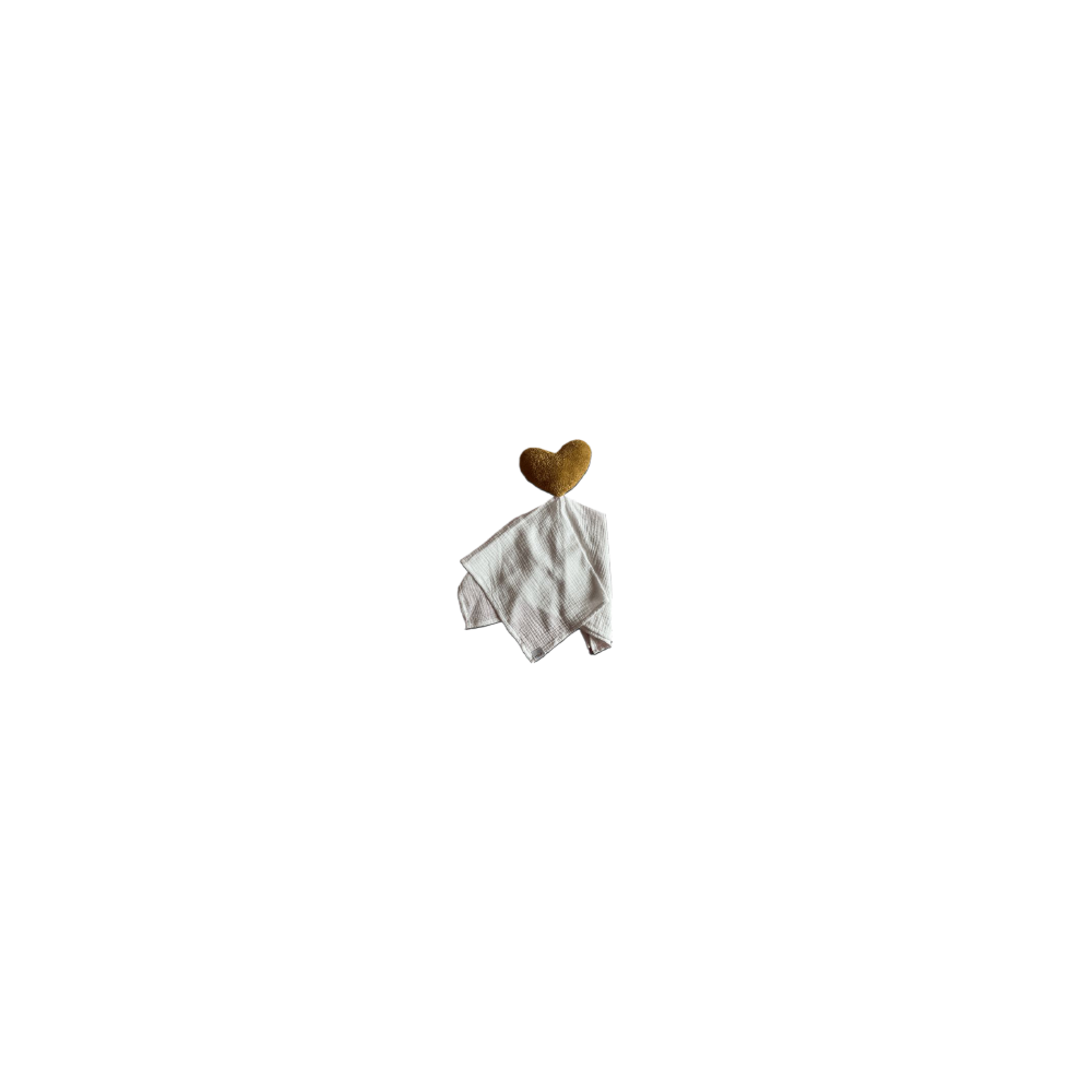 Heart shaped doudou in pure cotton muslin Certified oekotex
