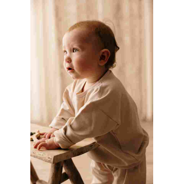 Brushed cotton kimono-over unisex jumpsuit