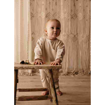 Brushed cotton kimono-over unisex jumpsuit