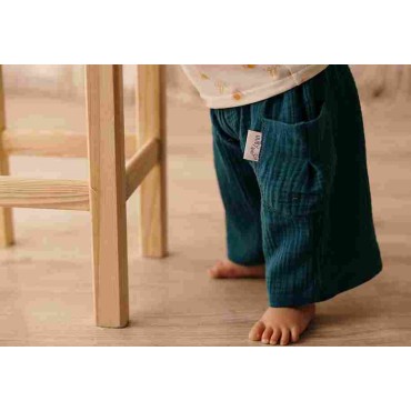 Unisex long "palazzo" trousers in muslin