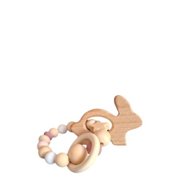 Rabbit teether in Natural Wood (female)