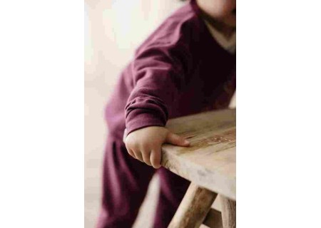 Unisex kimono-over grape jumpsuit in french terry brushed