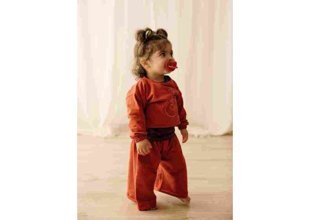 Unisex kimono-over persimmon jumpsuit in french terry brusched