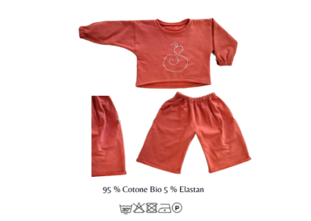 Unisex kimono-over persimmon jumpsuit in french terry brusched